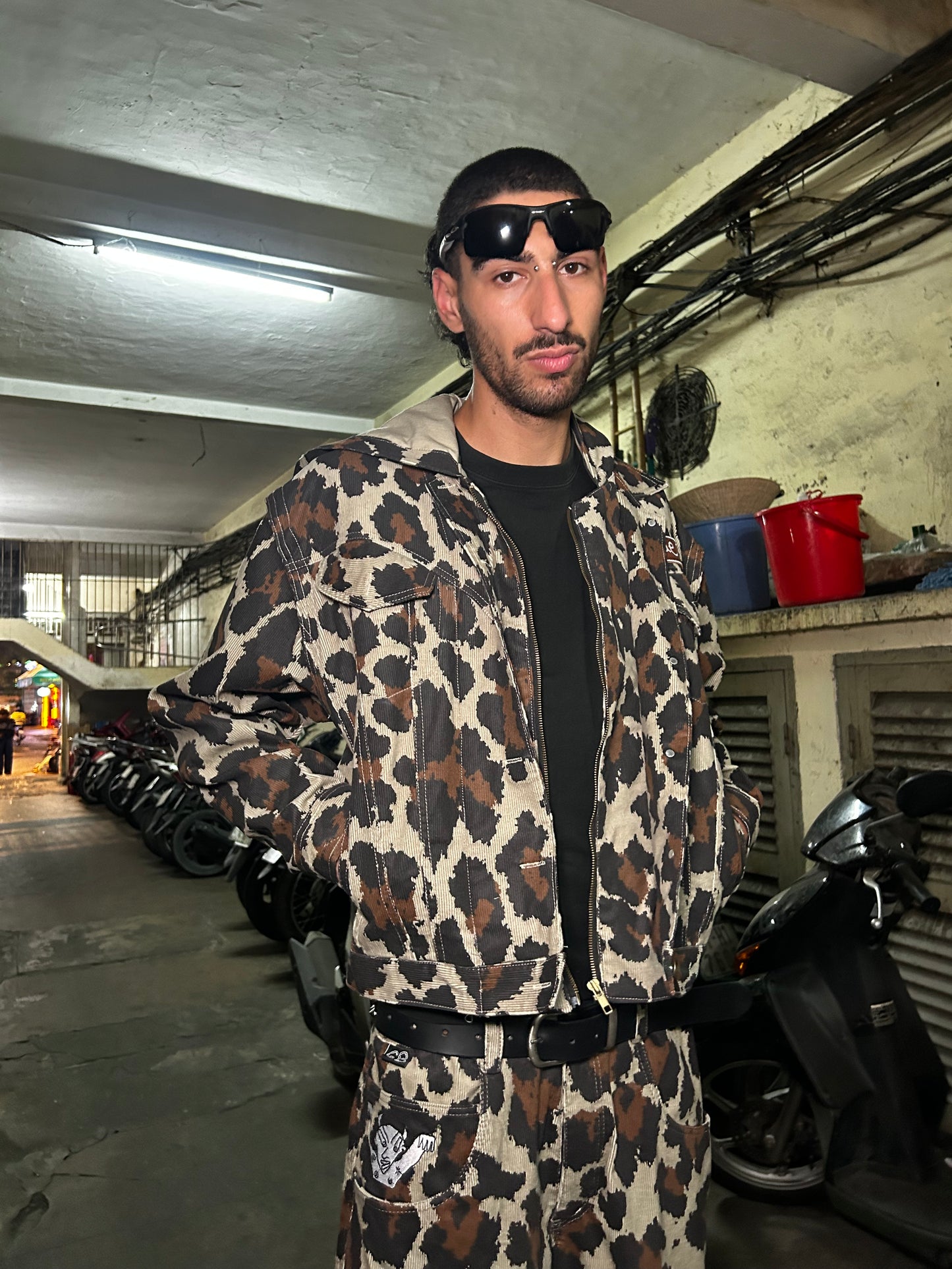 Leopard Strike Hooded Corduroy Jacket