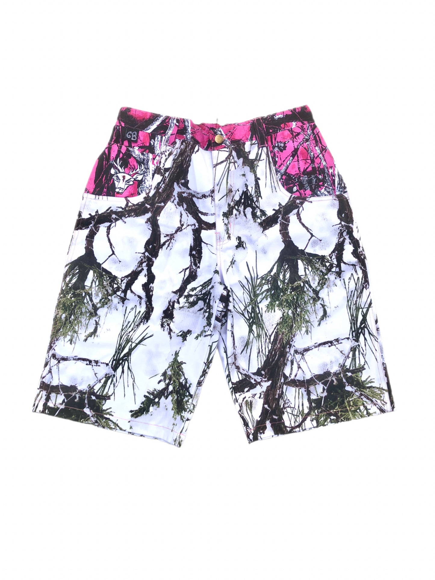 White / Pink Camo shorts