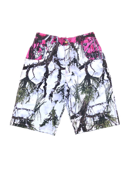White / Pink Camo shorts