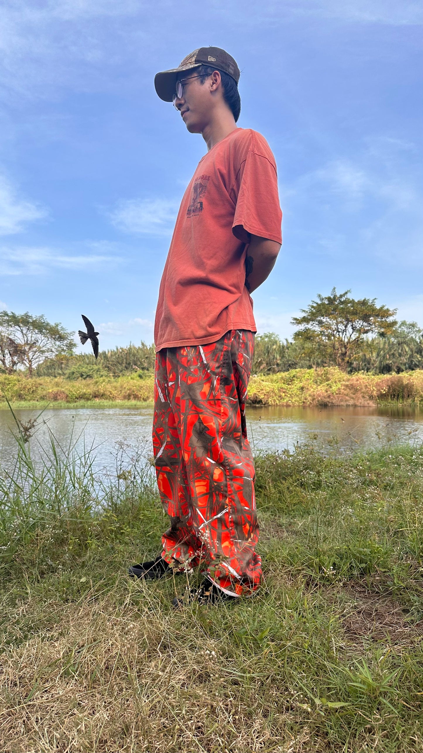 Loose fit Orange Camo Pants