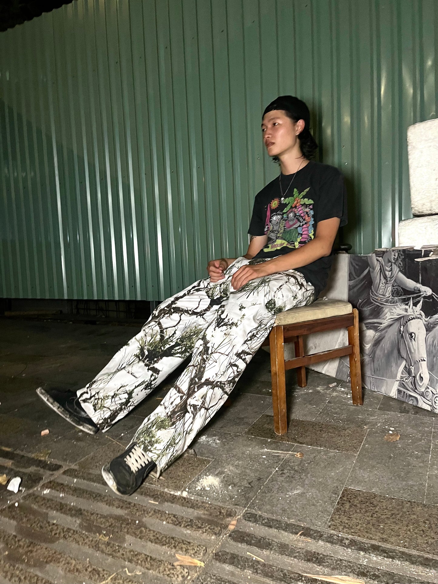 Loose fit White Camo Pants