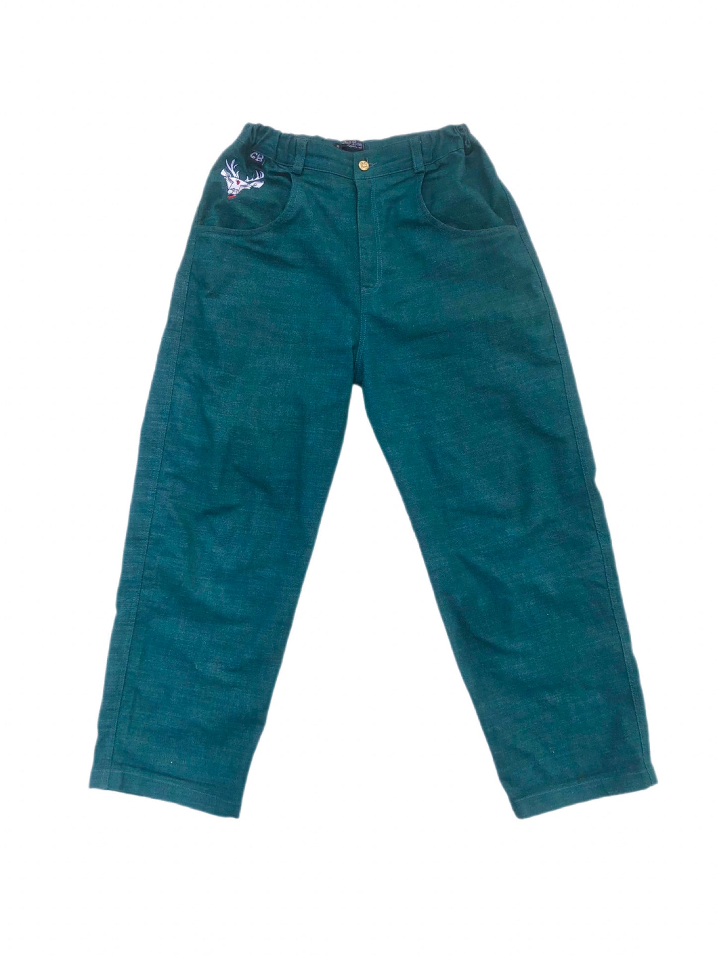 Loose Fit Heavy Teal Slub Cotton Pants