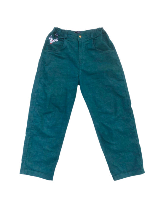 Loose Fit Heavy Teal Slub Cotton Pants