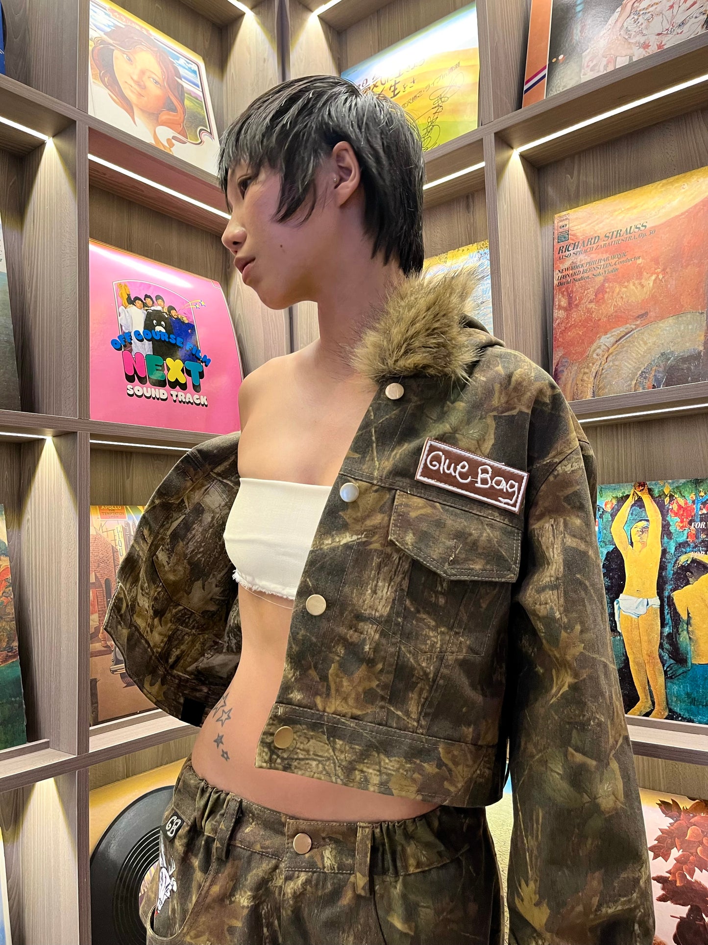 Cropped Hooded Muted Camo Jacket