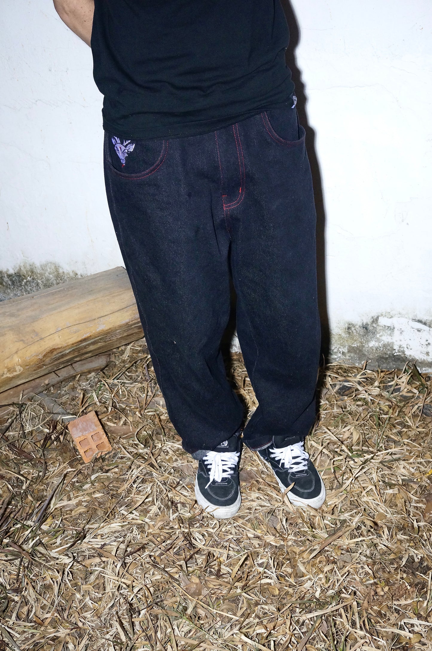 Loose Fit Heavy Black Denim Pants