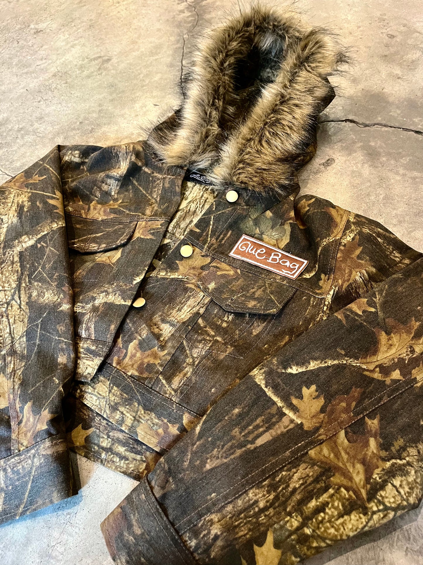 Cropped Hooded Muted Camo Jacket