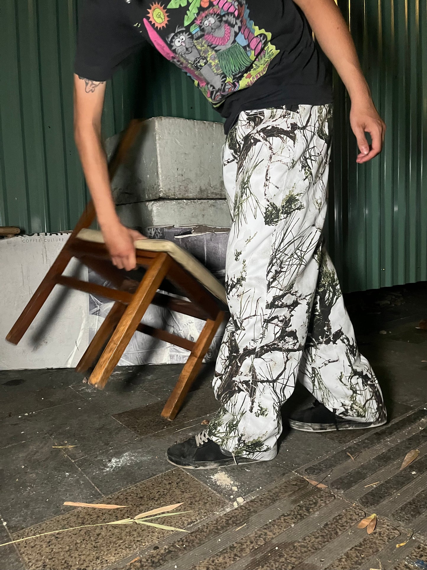 Loose fit White Camo Pants
