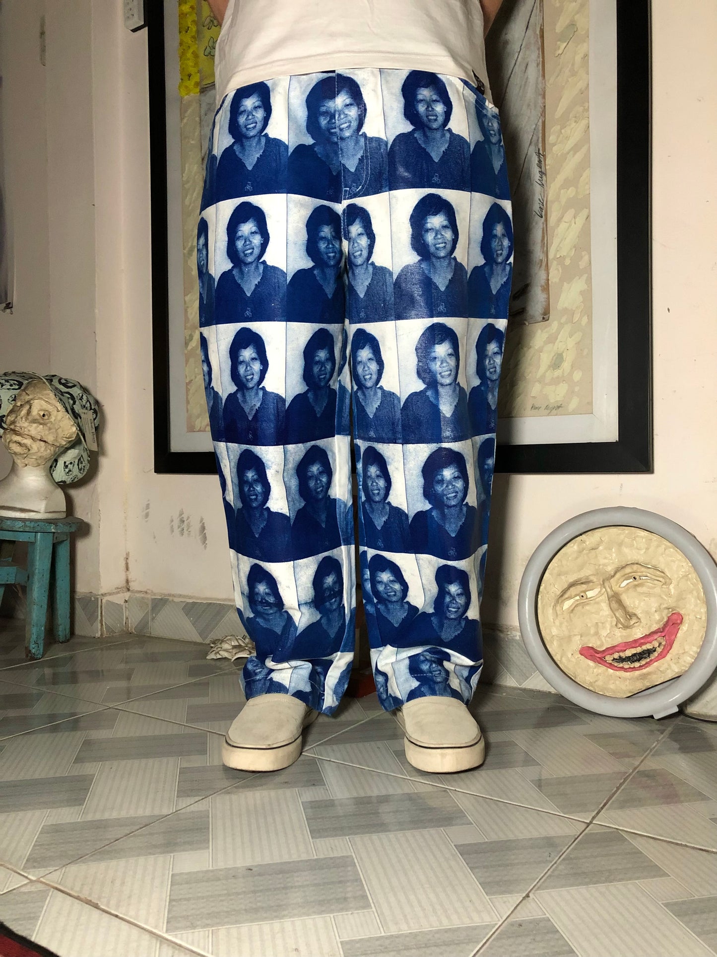 Blue Mập Auntie Pants