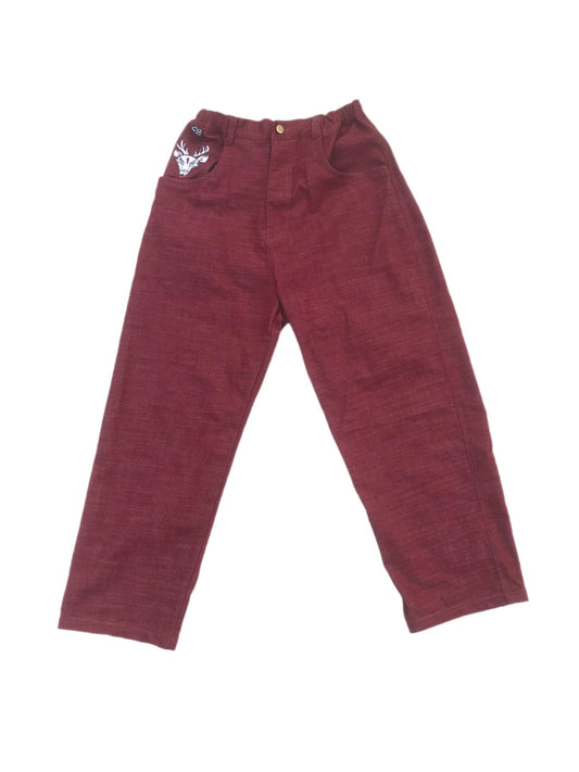 Loose Fit Heavy Maroon Slub Cotton Pants